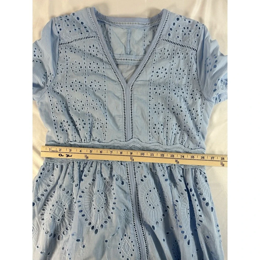 CHICWISH SunnyDay Cutwork EMBROIDERY Dress Sz M Blue Wedding Cocktail Summer NWT - Picture 8 of 11